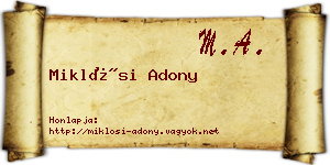 Miklósi Adony névjegykártya